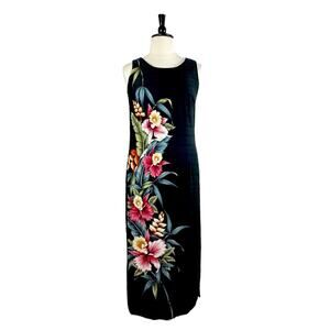 Two Palms Maxi Dress Column Sleeveless Tropical Floral Print Women’s Size 12/14